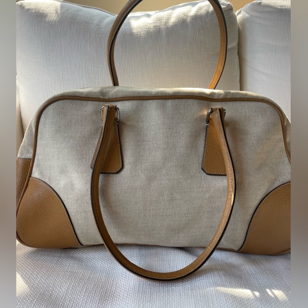Prada Authentic Tan Leather Shoulder Bag